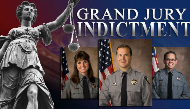 (Photo: KOAA News 5) From left: Former EPCSO Undersheriff Paula Presley, Former EPCSO Sheriff Terry Maketa, Former EPCSO Commander John San Agustin